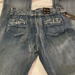 Vintage ABM size 15 distressed medium wash lots of rhinestones jeans New W/Tags!